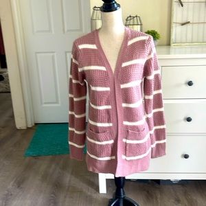 Pink Republic Pink and White Striped Cardigan